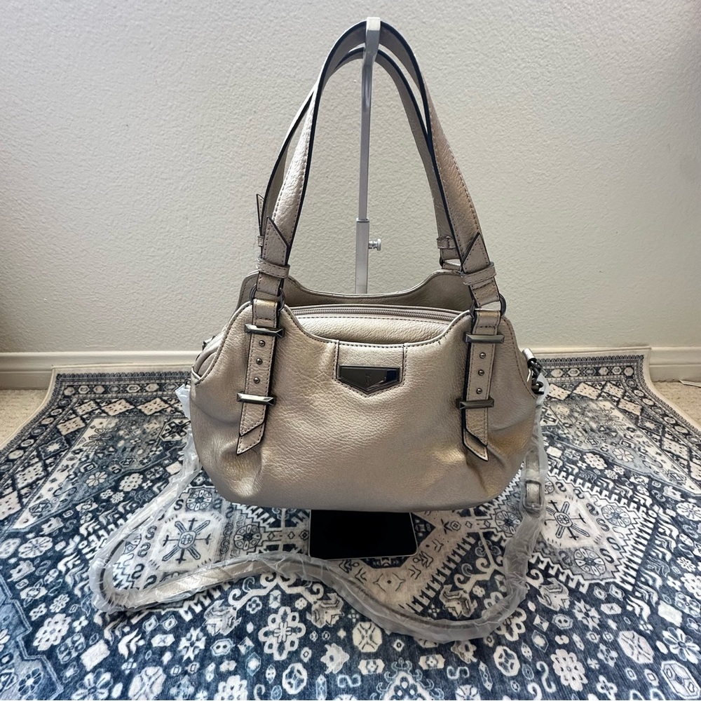 Simply Vera Vera Wang "Buena" Satchel Silver Handbag Purse